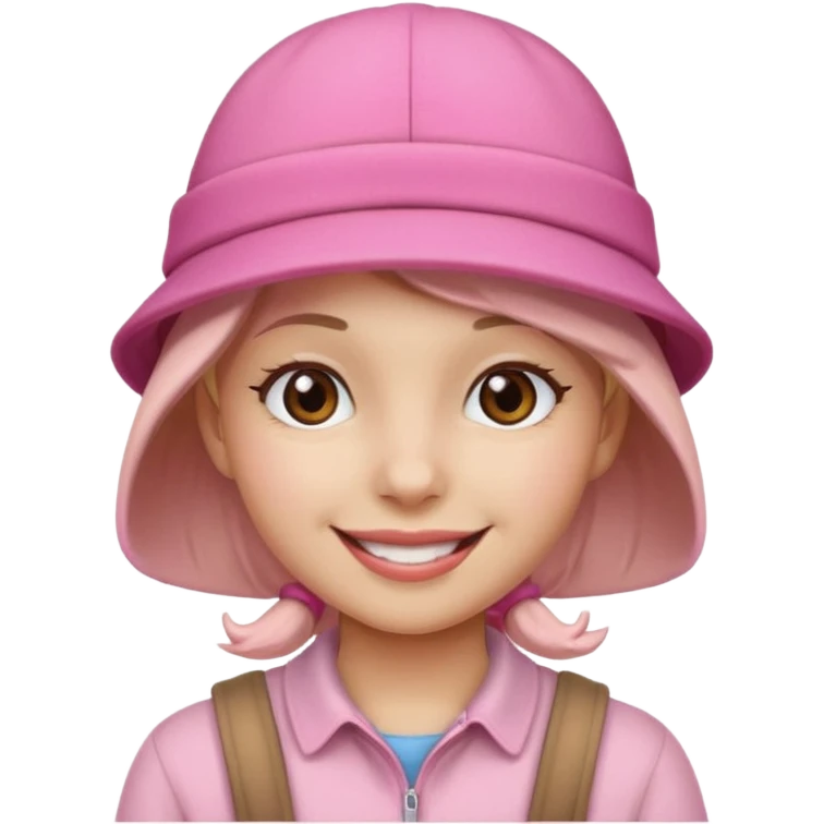 دختر صورتی با کلاه صورتی emoji