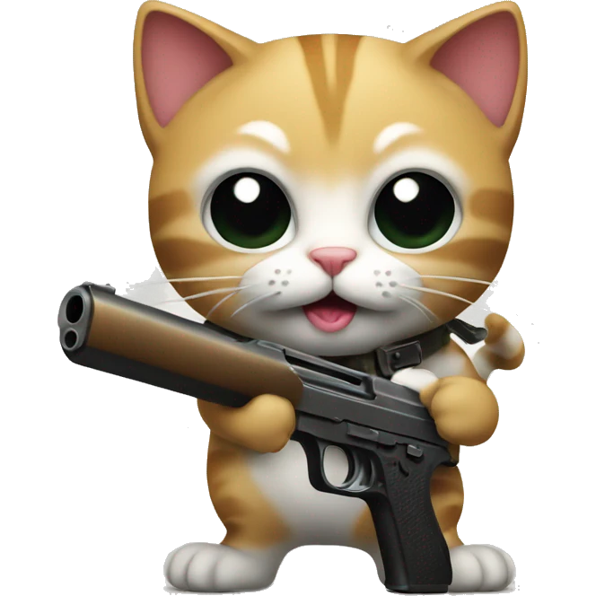 Cat holding a gun emoji