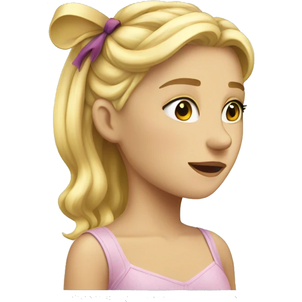 blonde girl standing backwards with a bow on her head emoji