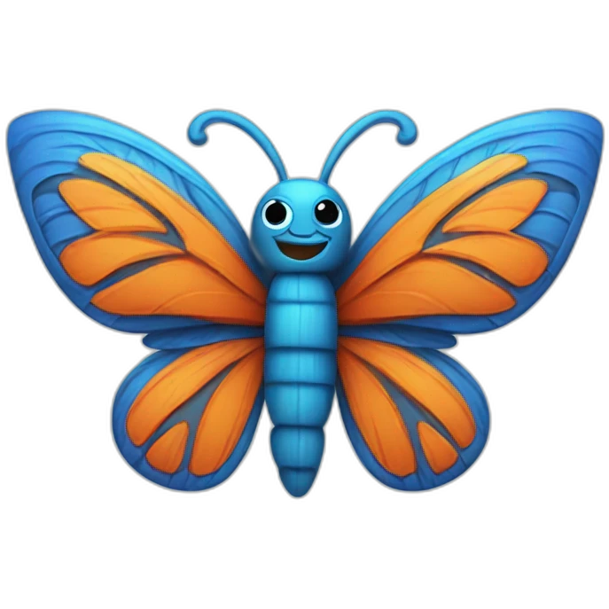 Six Tiki with colors blue and orange-butterfly emoji