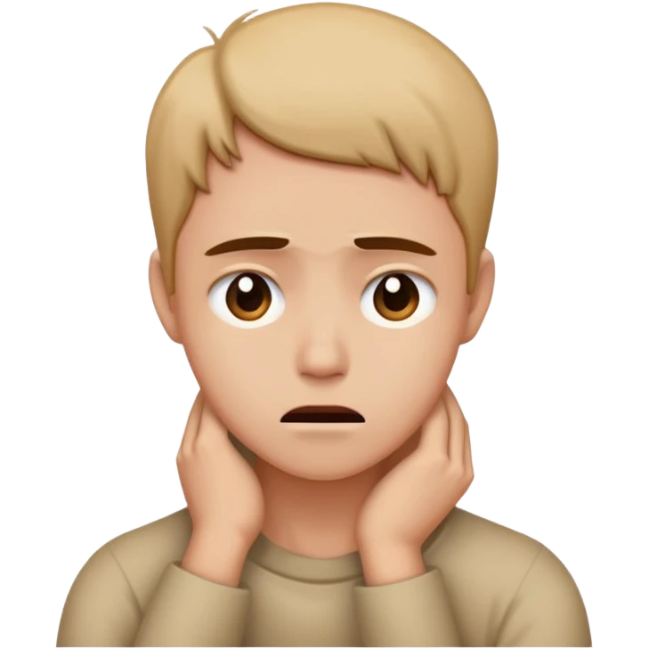 Person grabbing their neck and sad emoji