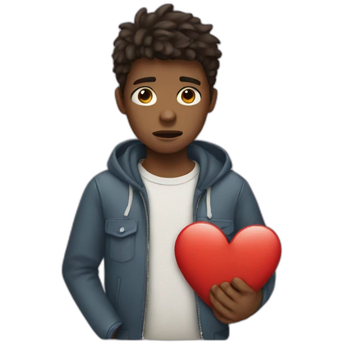 A boy with broken heart emoji
