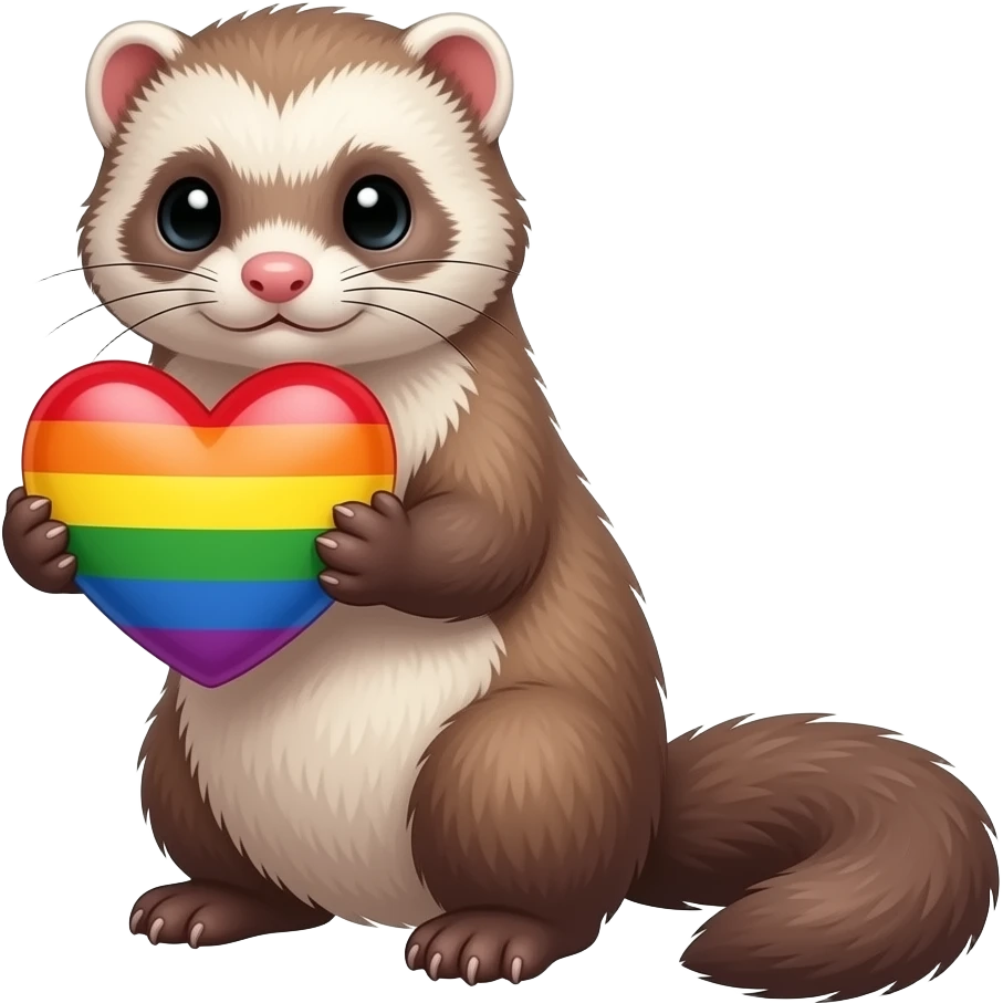 Ferret holding pride heart emoji