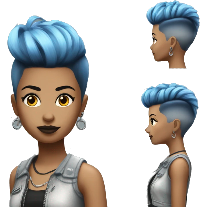 short blue on top silver on the side punk hairstyle lady emoji