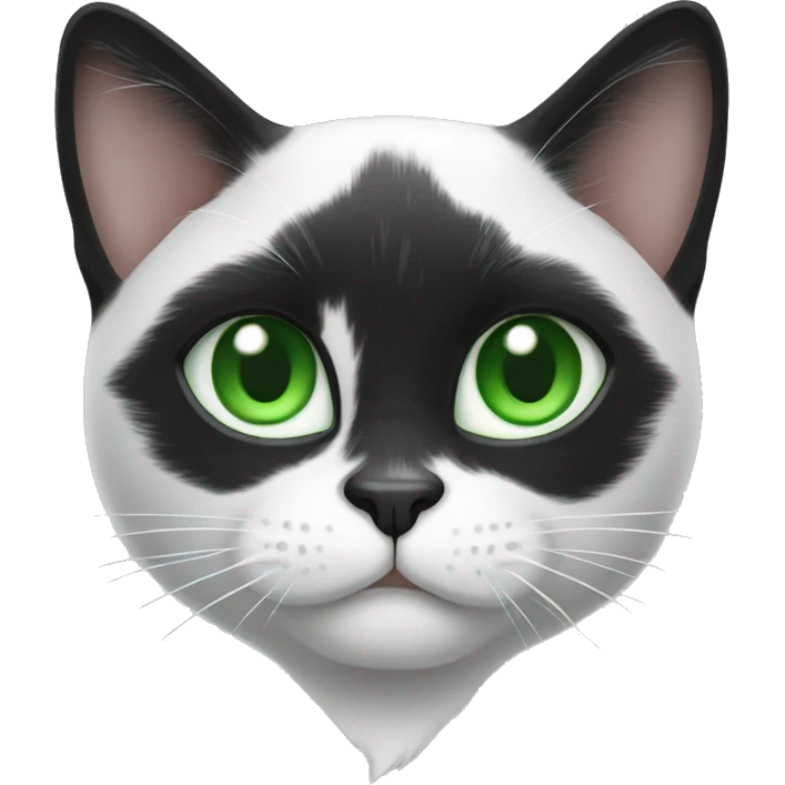 Black and white cat with green eyes emoji