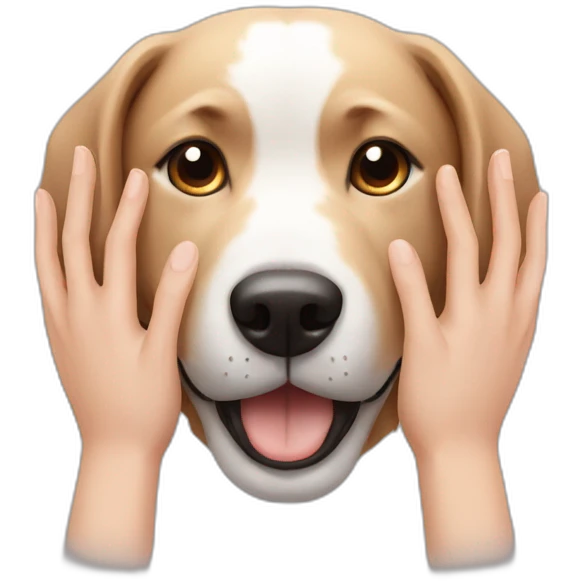 dog head massage with human hands emoji