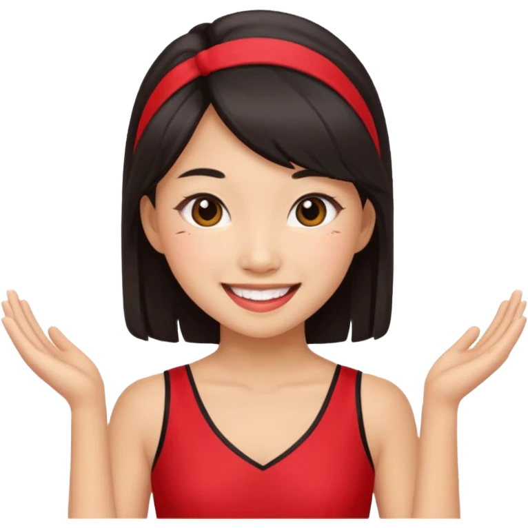 red cheer leader dress, asian emoji