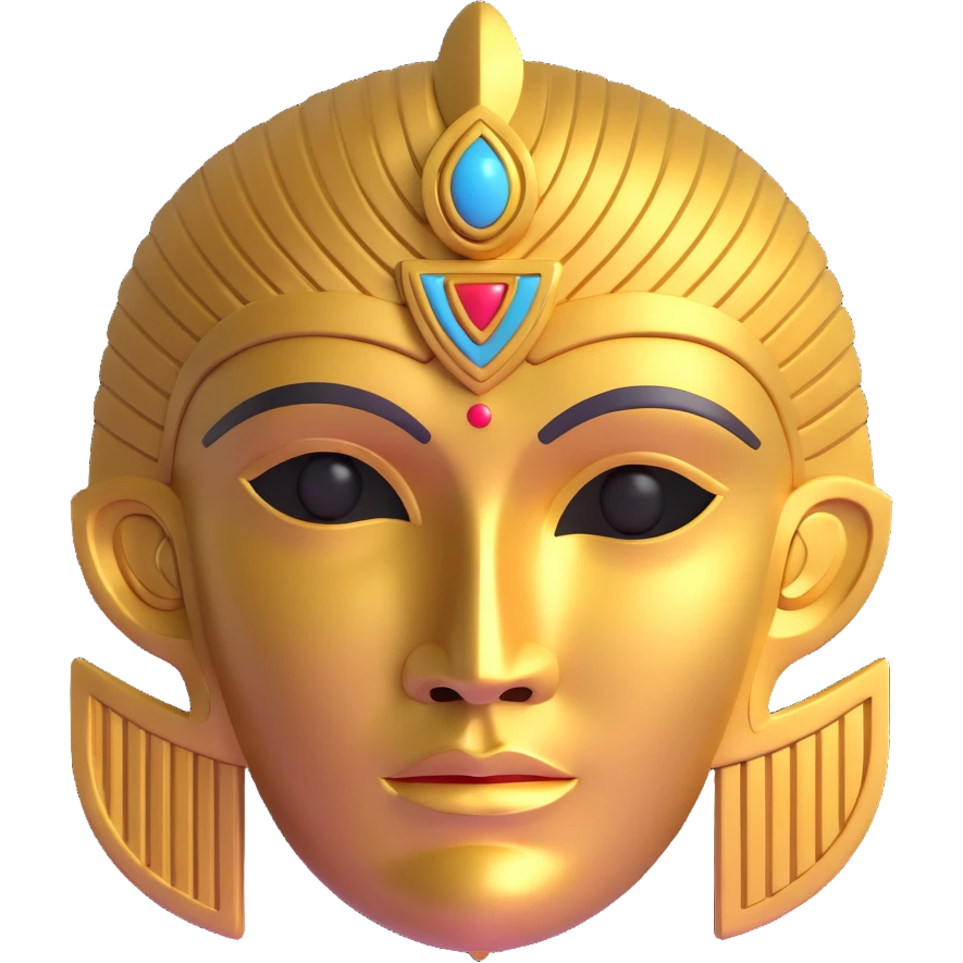 golden Anunnaki mask, slightly smiling expression emoji