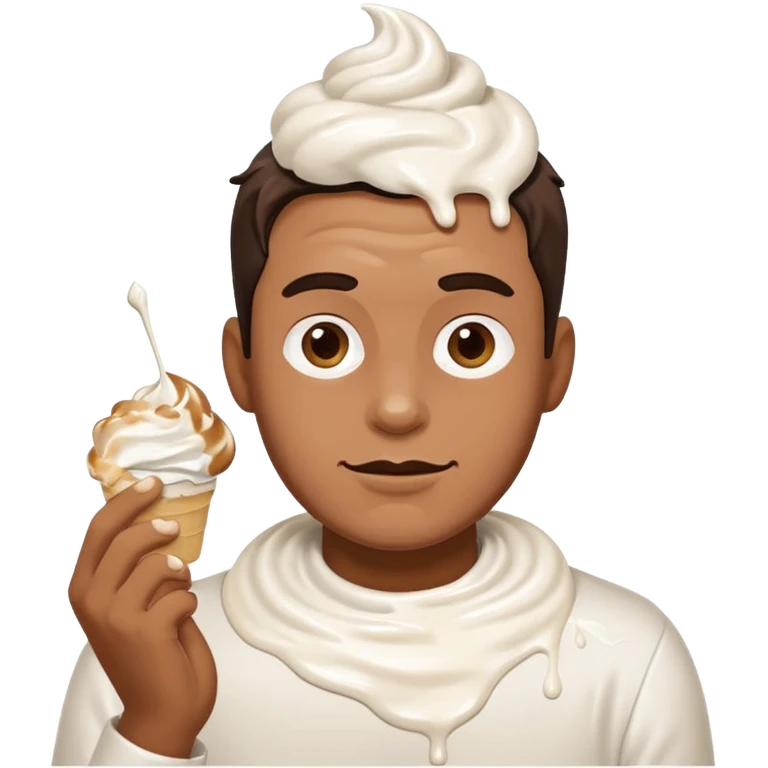 a man playing with cream emoji