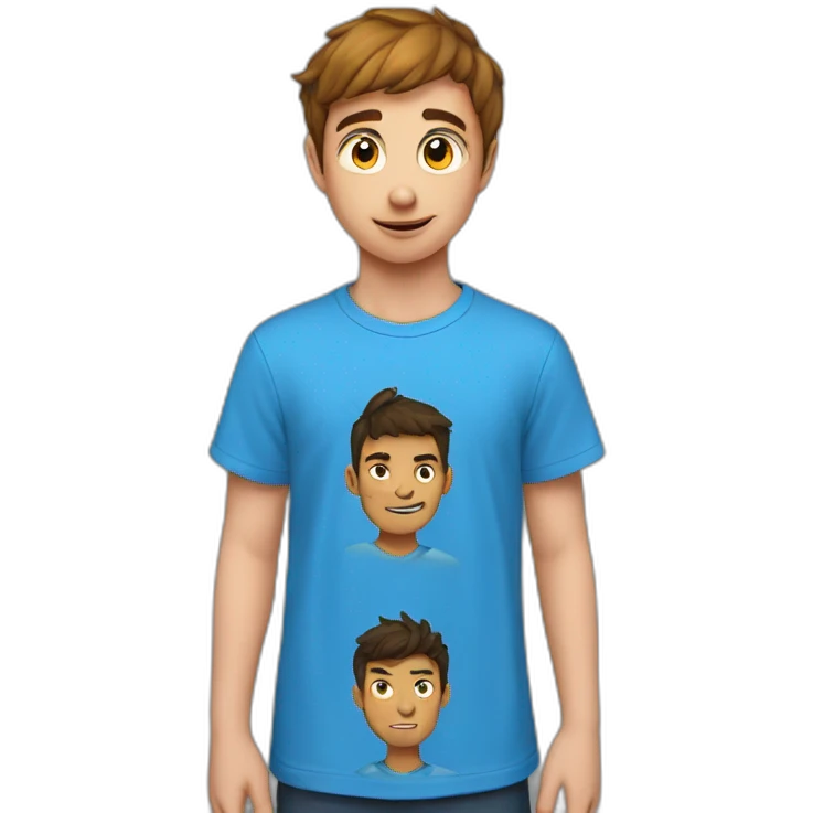 5 boys wearing blue t-shirts with "Fire flux" written on them emoji