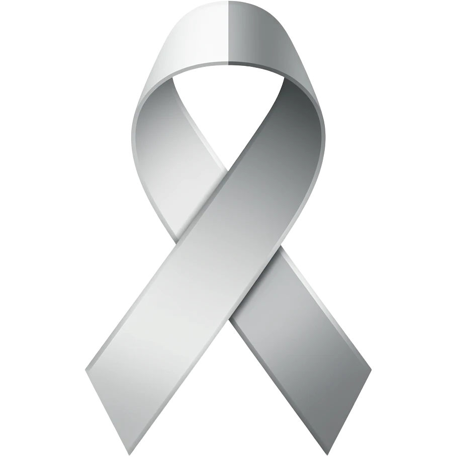 Cancer ribbon change colors to half white and half gray emoji