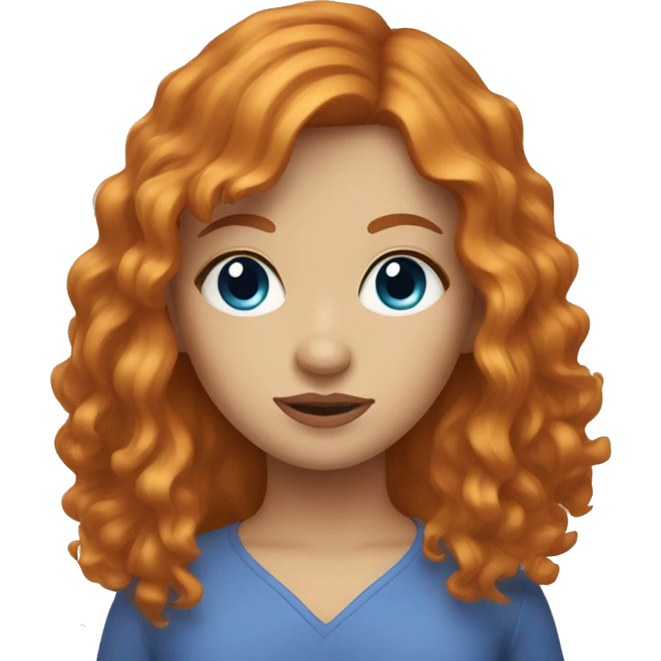 girl with ginger hair and curtain bangs with blue eyes  emoji