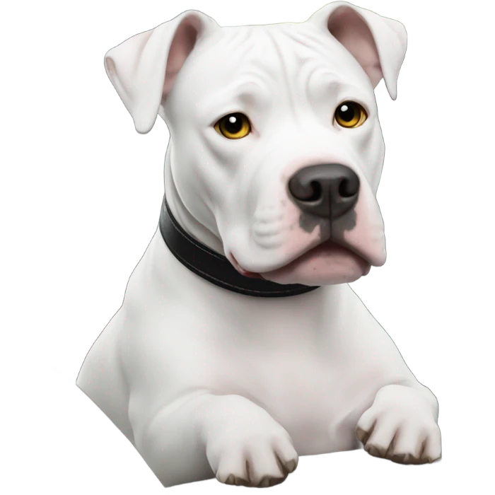 White pitbull with black spot driving a car  emoji