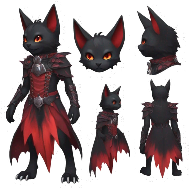 cool edgy black evil red ethereal fantasy nargacuga-bat-cat-Fakemon collar harness full body emoji