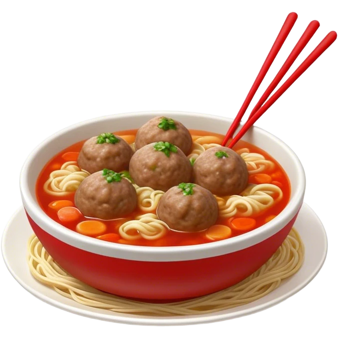 Cinematic Realistic Bakso Dish Emoji, showcasing savory meatball soup with noodles rendered with detailed textures and warm, inviting lighting. emoji