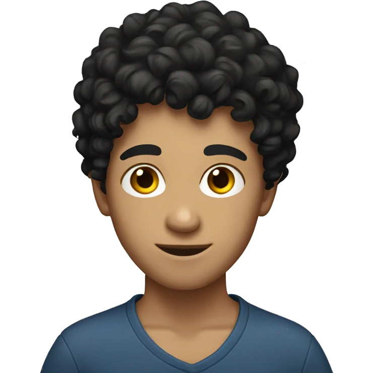 caucasian boy with black curly hair emoji