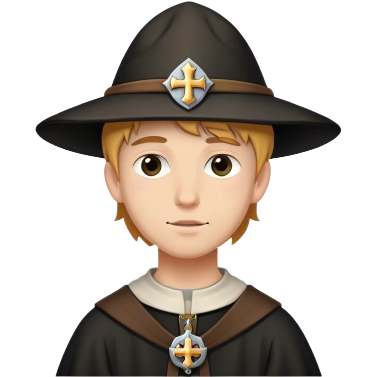 medieval young pilgrim with pilgrim badge emoji