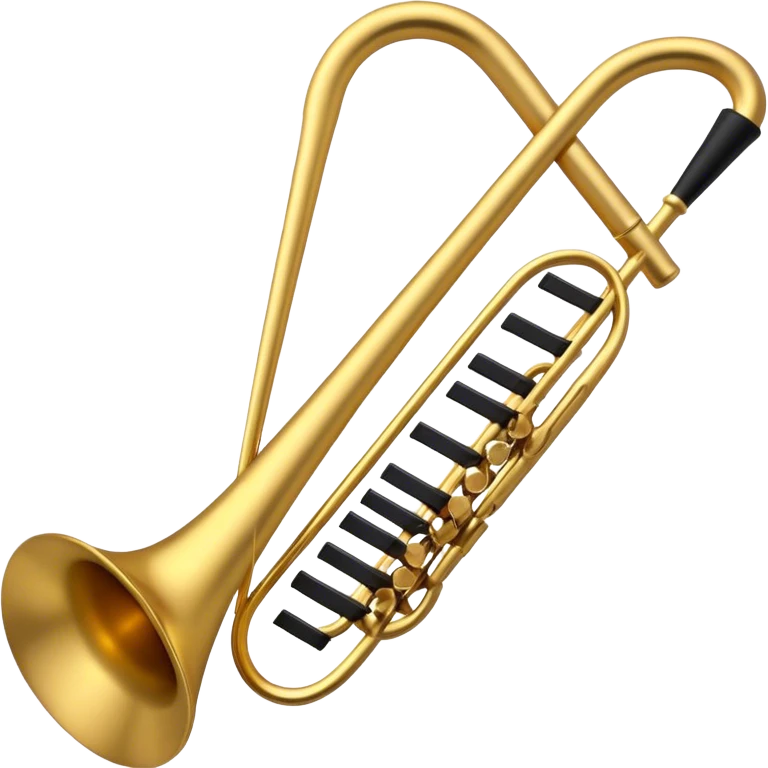Create a sophisticated and elegant emoji that represents orchestration and arrangement. The design should feature a conductor’s baton, musical notes, and a symphonic score, symbolizing the process of arranging and orchestrating music. Incorporate instruments like a violin, trumpet, and piano keys subtly in the background, representing different sections of the orchestra. Use classical and refined colors such as gold, deep red, and black to evoke the grandeur and precision of orchestration. The background should be transparent. emoji