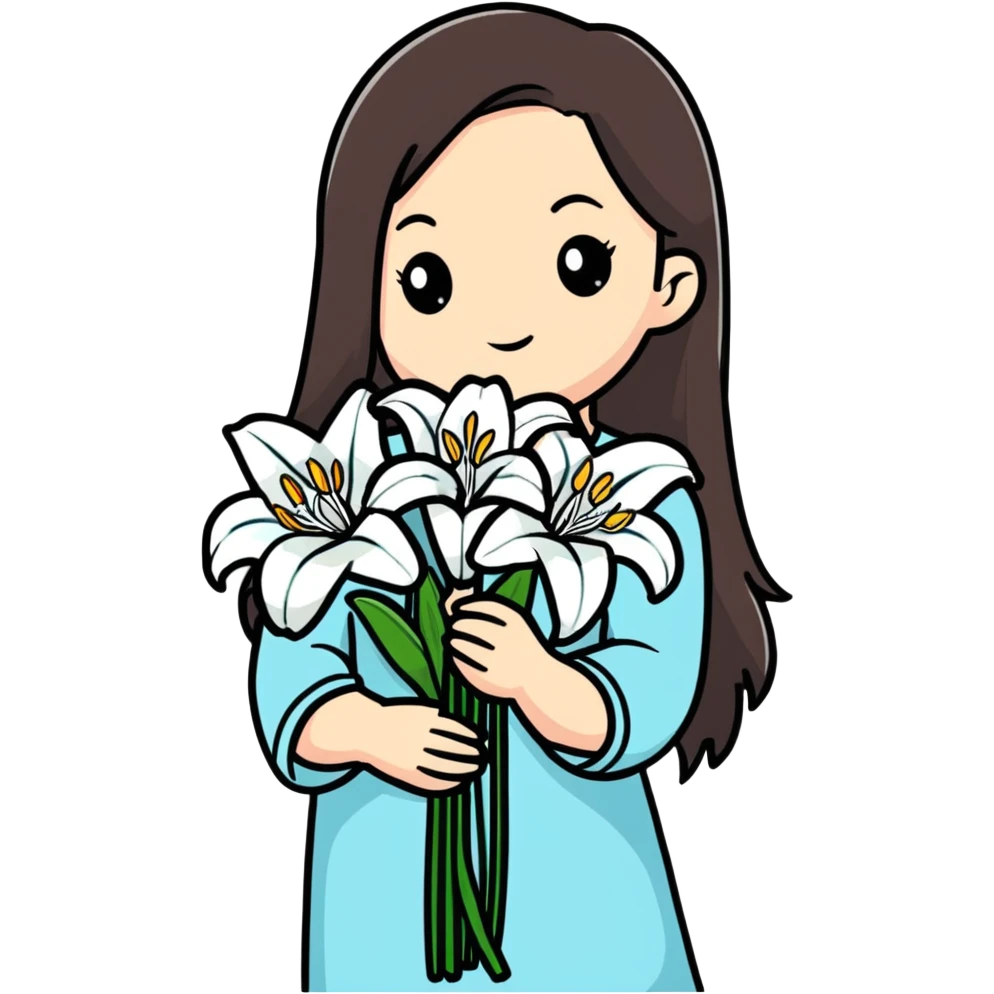 Brunette girl with lilys emoji