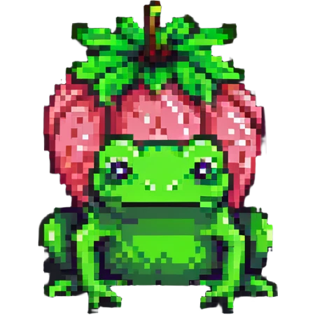 strawberry frog pixel art style emoji