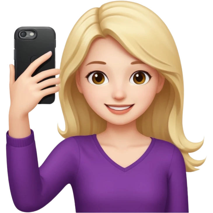 Girl taking selfie, different pose and outfit emoji