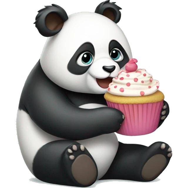 Panda holding a cupcake  emoji