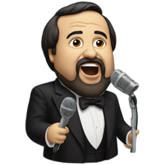 Hyperrealist pavarotti singing emoji