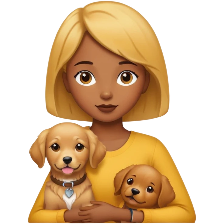 A beautiful short-haired dark yellow girl holding a golden retriever emoji