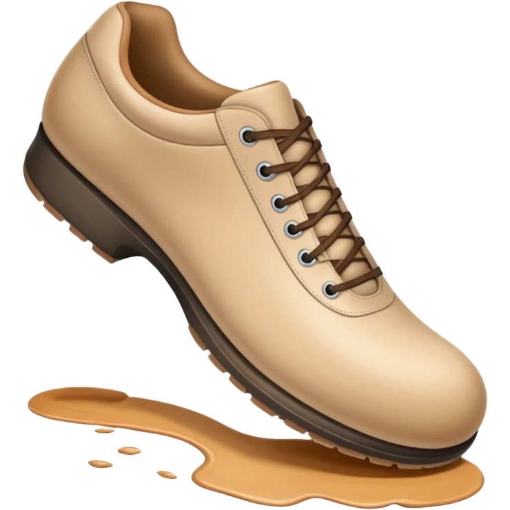 a full human leg with a sneakered foot pressing down on the ground. The shoe sole touches the floor, and directly beneath it a fresh shoe print is clearly visible. Rounded, glossy, smooth, soft shadows, white background.





 emoji