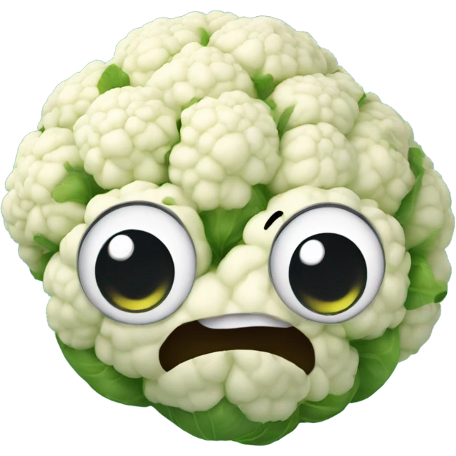 cauliflower looks into the mirror with big eyes emoji