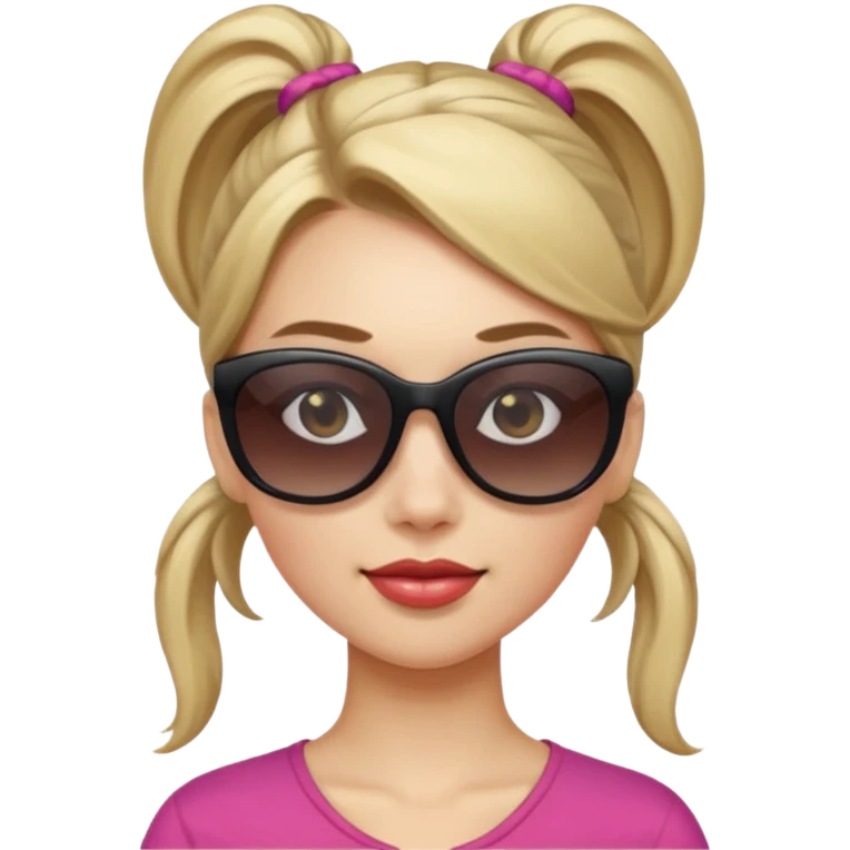 Woman with ponytail, sunglasses emoji