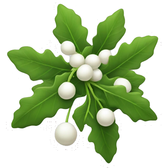 mistletoe, green leaves and white berries emoji