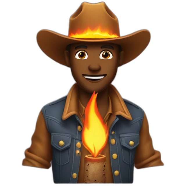 cowboy with a hat on fire emoji