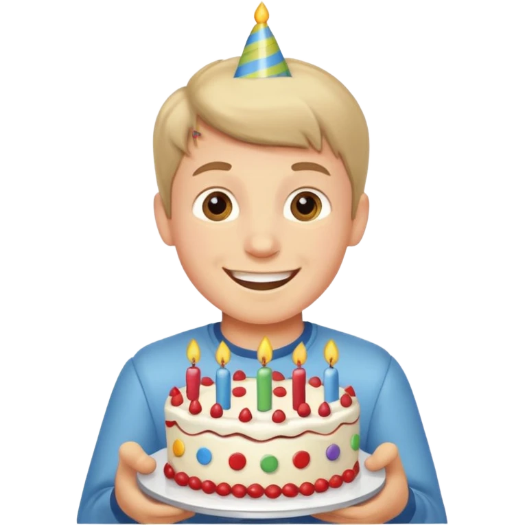 boy with birthday cake emoji
