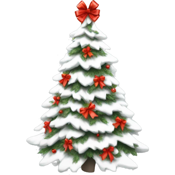 Aesthetic white Christmas tree with a red bow  emoji