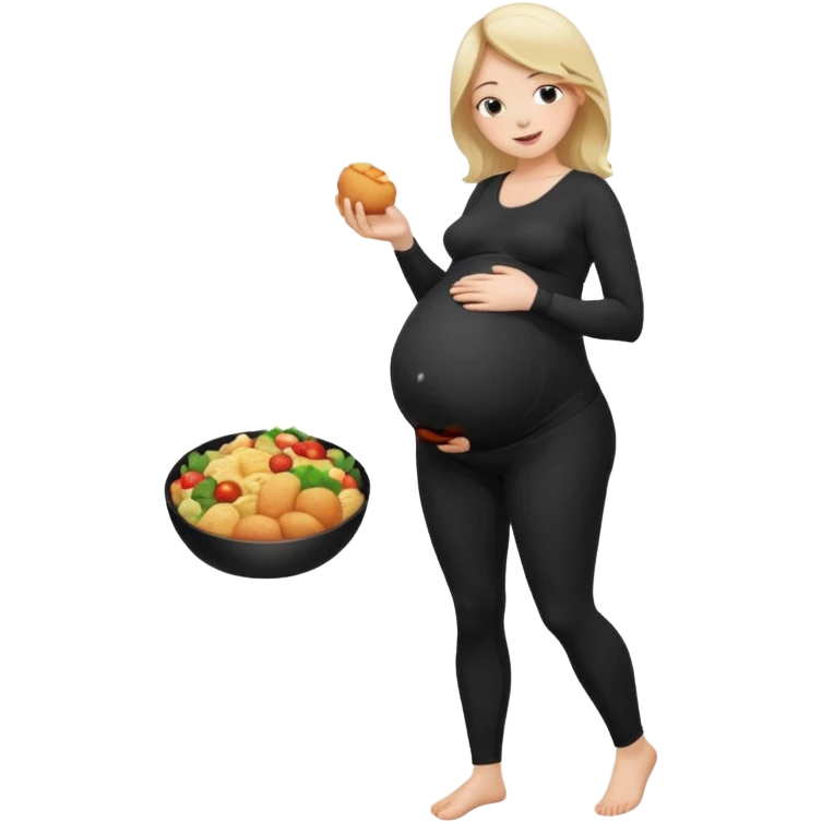 femme belly stuffing enceinte legging noir emoji