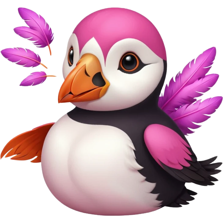 pink puffin blowing emoji