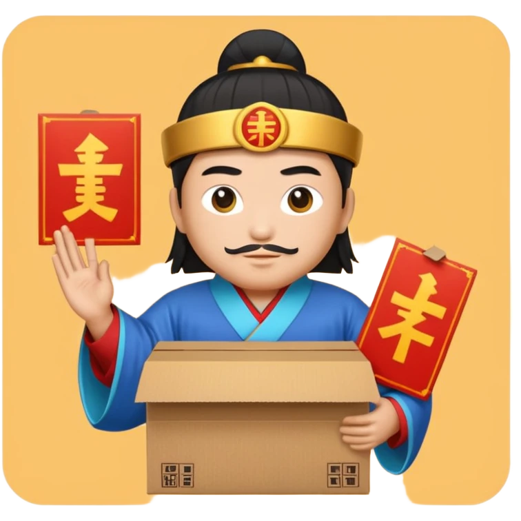 chinese Ming god hold carton box emoji