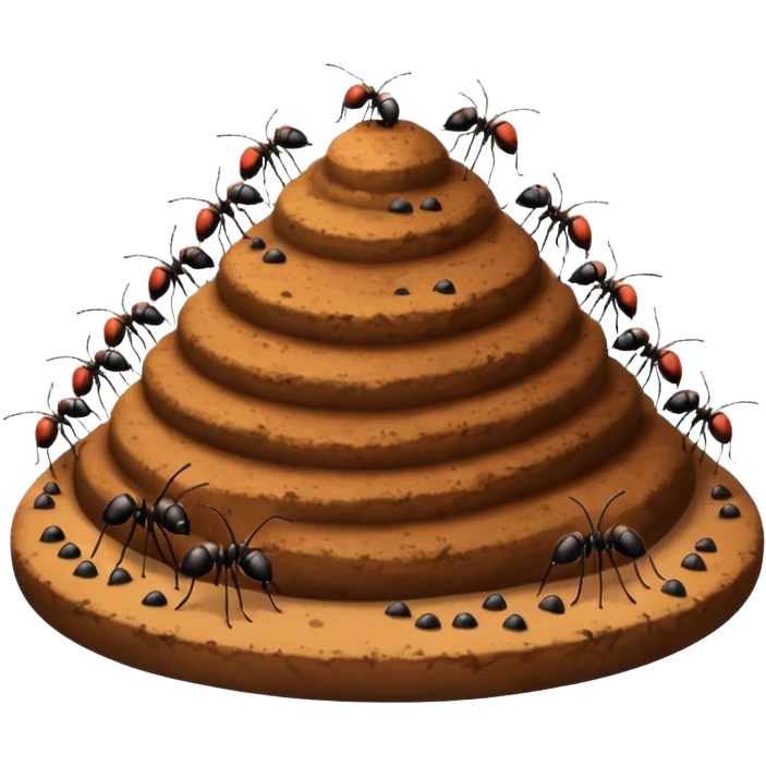 Ant hill with ants swarming it emoji