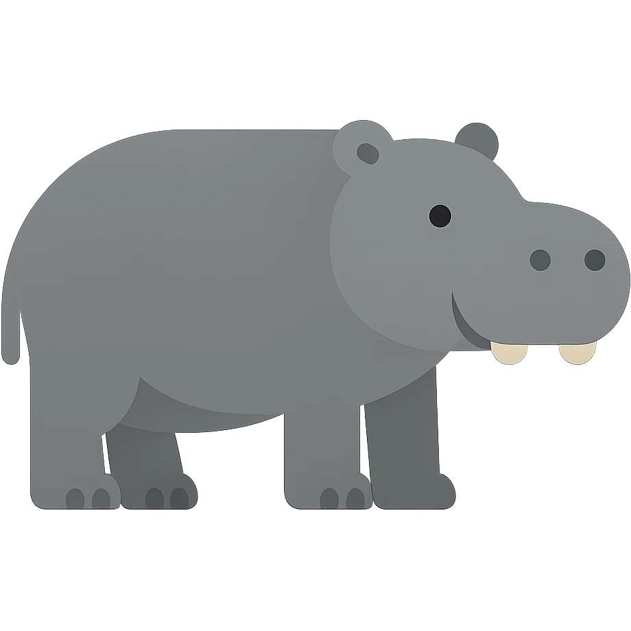 Flat design style hippopotamus emoji