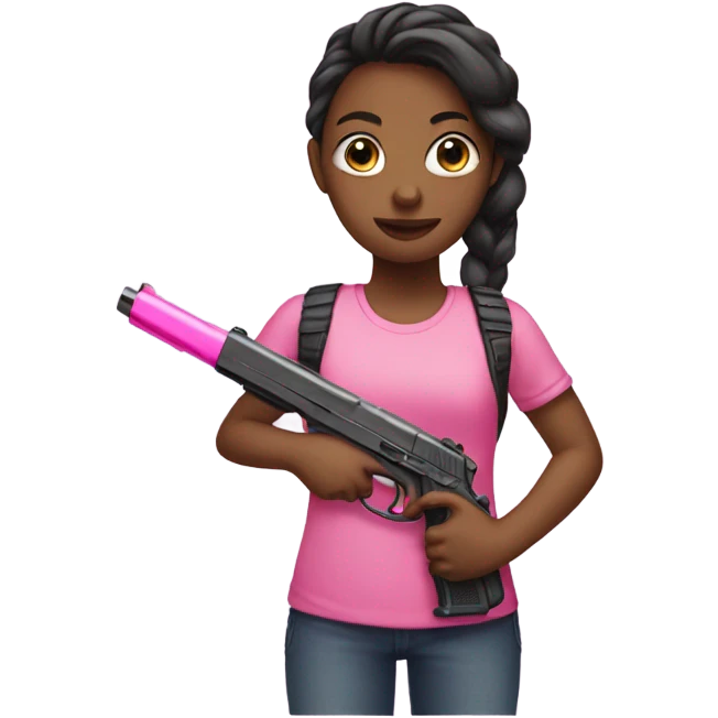 girl holding a pink gun emoji