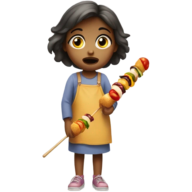 Scared little girl with a kabob emoji