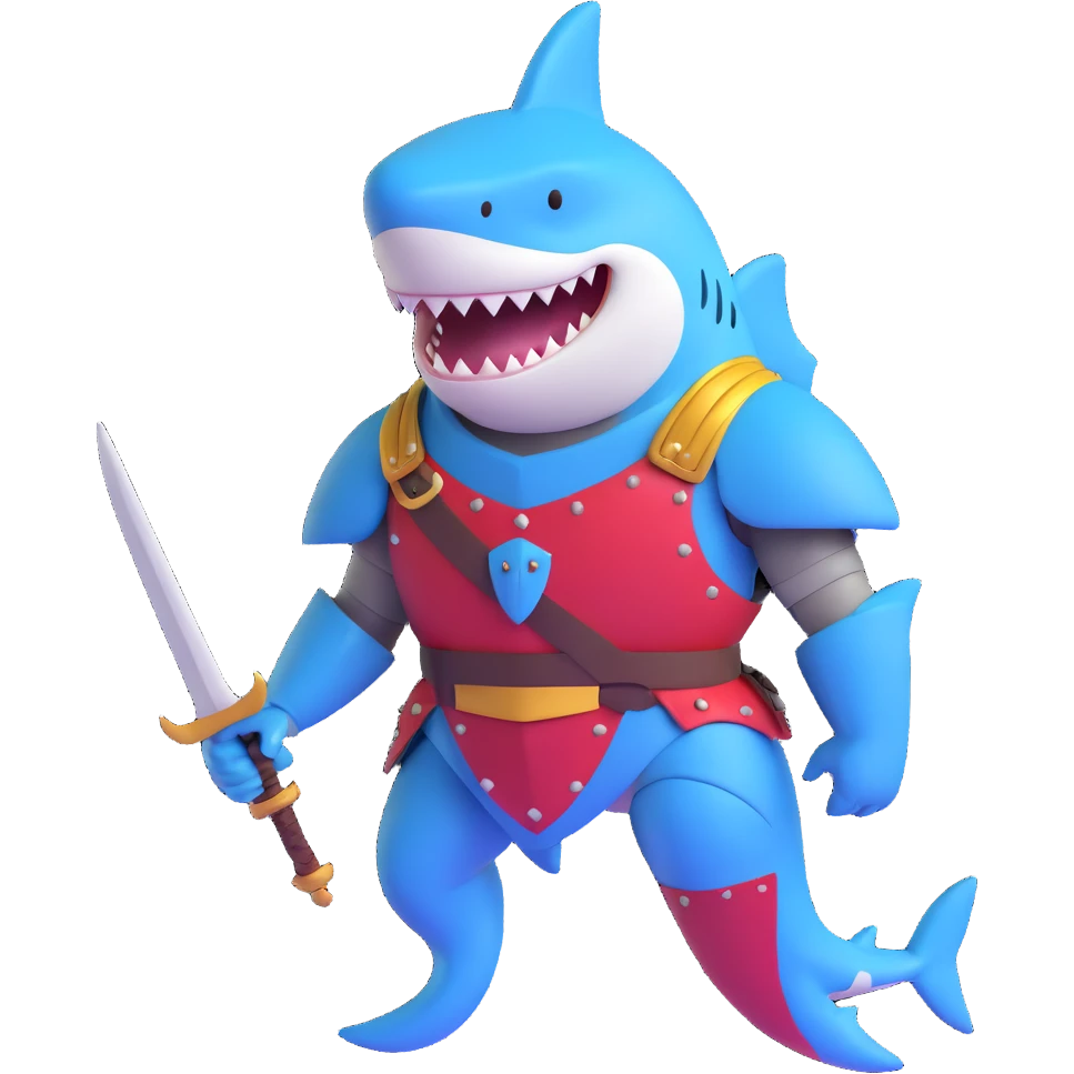 anthropomorphic shark wearing knight armor emoji