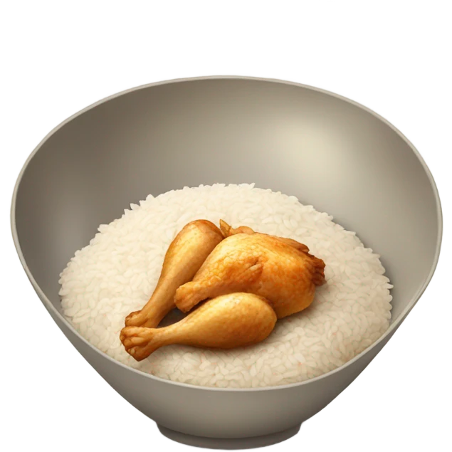 bowl of rice and chicken emoji