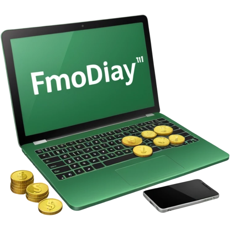 green laptop with black friday deals with coins and money tab open on it with Black Friday wrote emoji