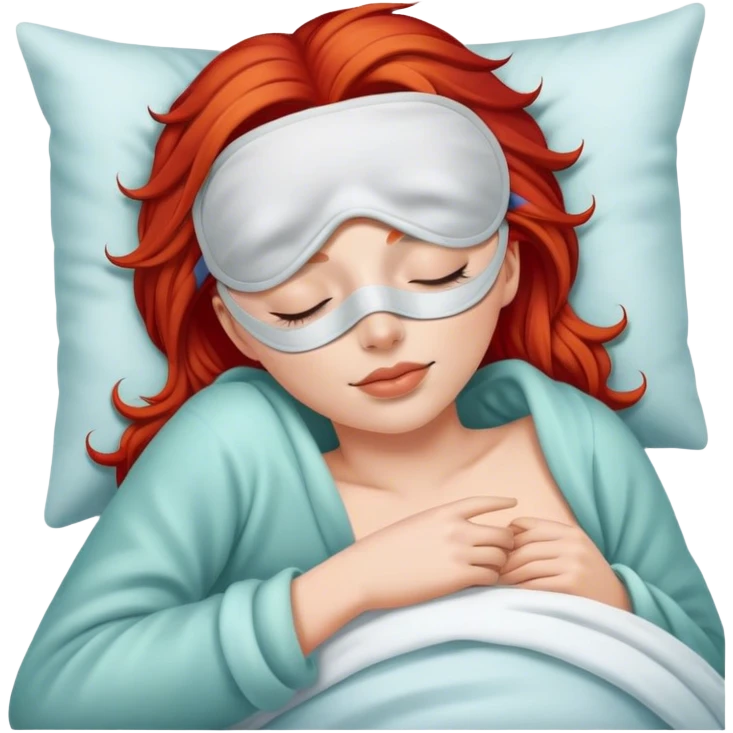 Red head woman sleeping with night mask emoji