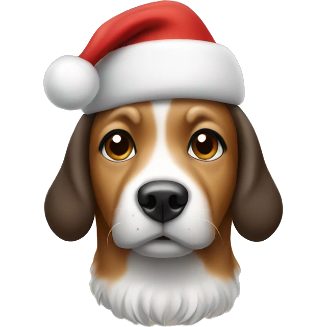 Dog wearing a Christmas hat emoji