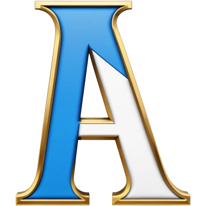 Bold Black-Blue-White-Gold Font Letter “A” emoji