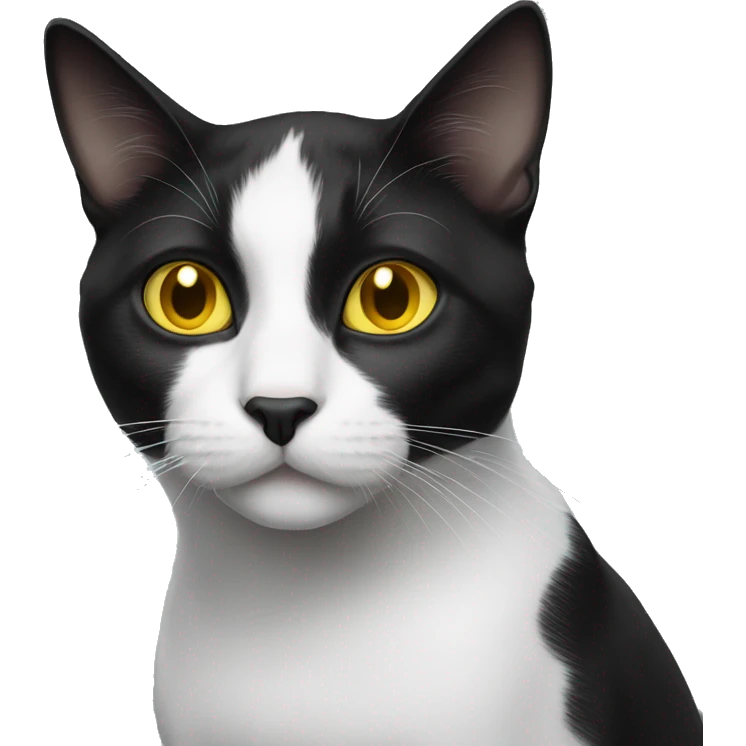 Black-and-white cat with yellow eyes emoji