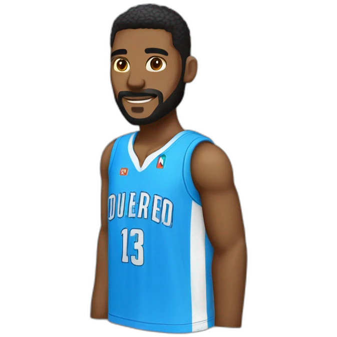 Un maillot de basket bleu avec écrit 14 dessus dans le style de IOS emoji